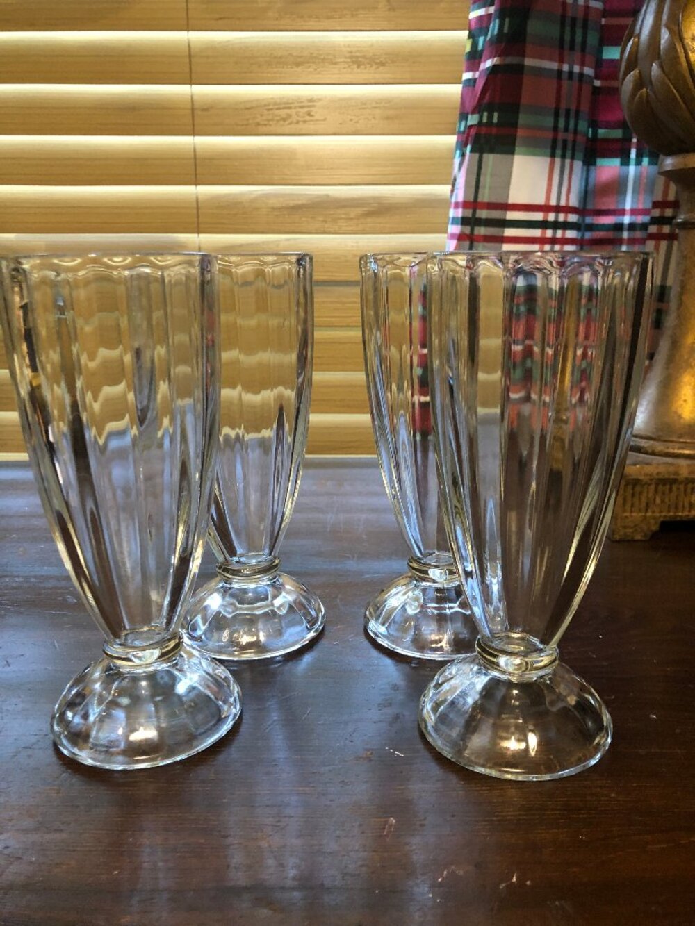 4 Vintage Libbey fluted soda fountain glasses.